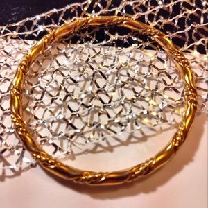 Vintage Gold Plated Bangle Bracelet | Textured Twist